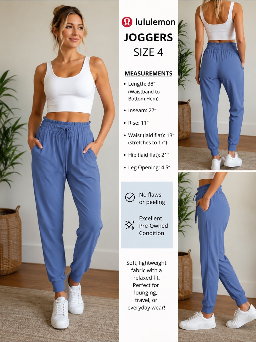 lululemon Athletica Periwinkle Blue Track Joggers